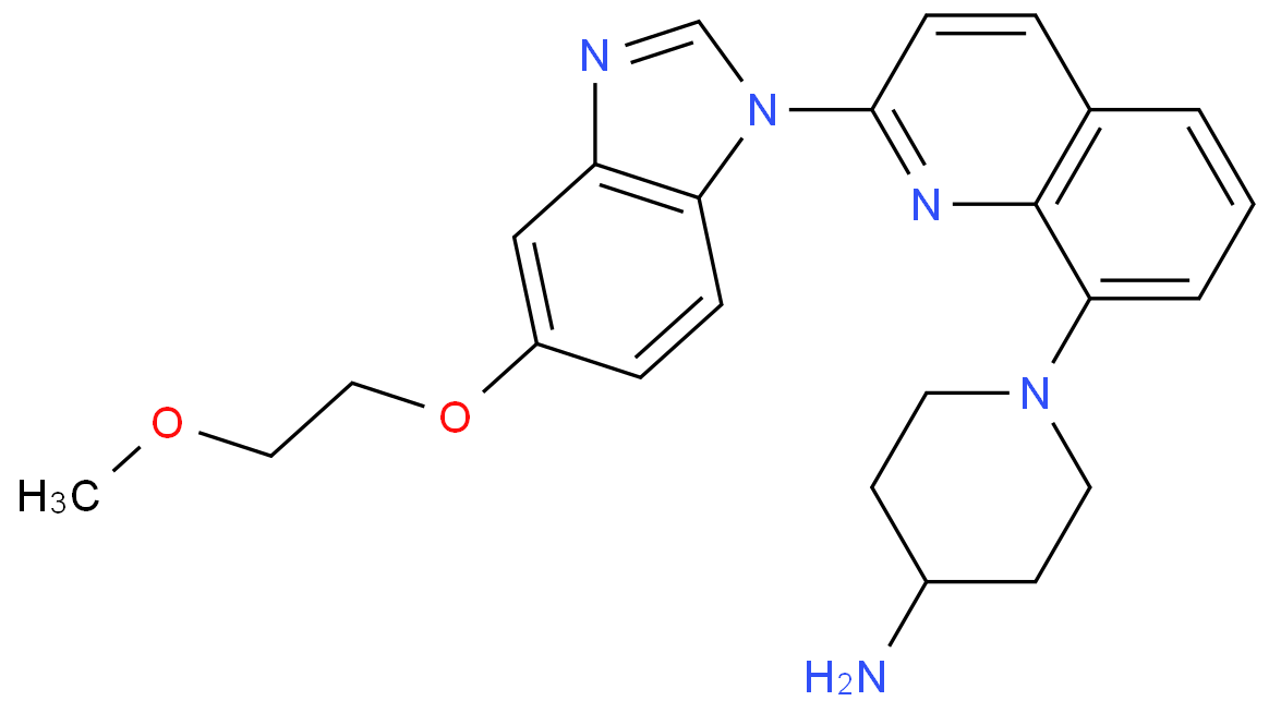 1-[2-[5-(2-甲氧基乙氧基)苯并咪唑-1-基]喹啉-8-基]哌啶-4-基胺化学结构式