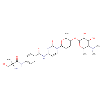 Benzamide,4-[[(2S)-2-amino-3-hydroxy-2-methyl-1-oxopropyl]amino]-N-[1-[(2R,5S,6R)-5-[[4,6-dideoxy-4-(dimethylamino)-a-D-glucopyranosyl]oxy]tetrahydro-6-methyl-2H-pyran-2-yl]-1,2-dihydro-2-oxo-4-pyrimi  