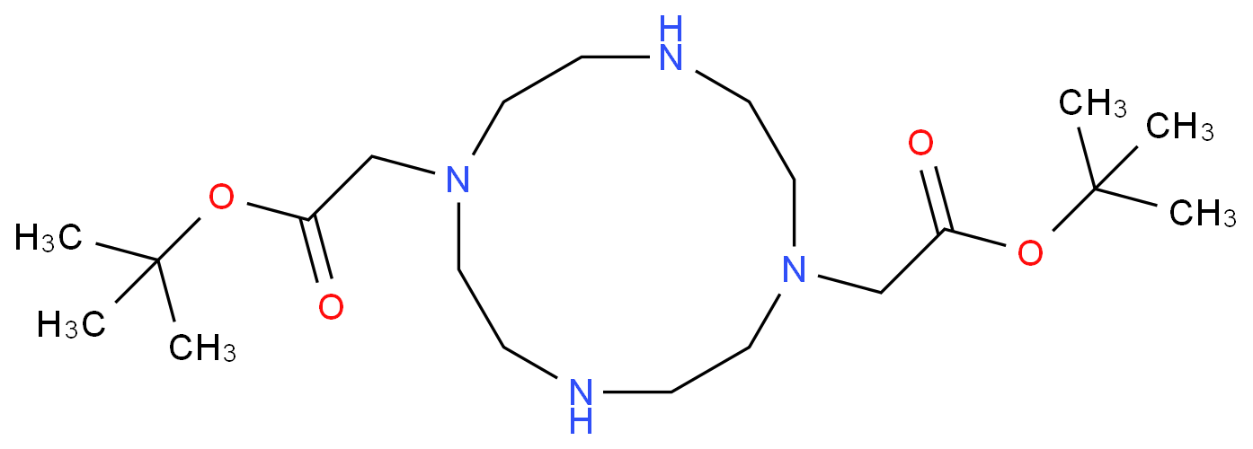 1,7-二-(N-叔丁氧羰基甲基)-1,4,7,10-四氮杂环十二烷化学结构式