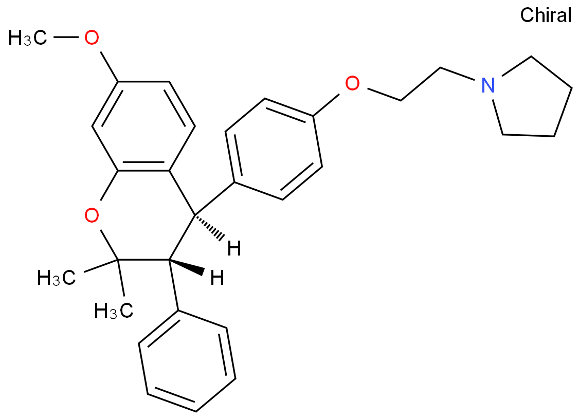 (- )-1-(2-(p-(trans-7-Methoxy-2,2-dimethyl-3-phenyl-4-chromanyl)phenoxy)ethyl)pyrrolidine  