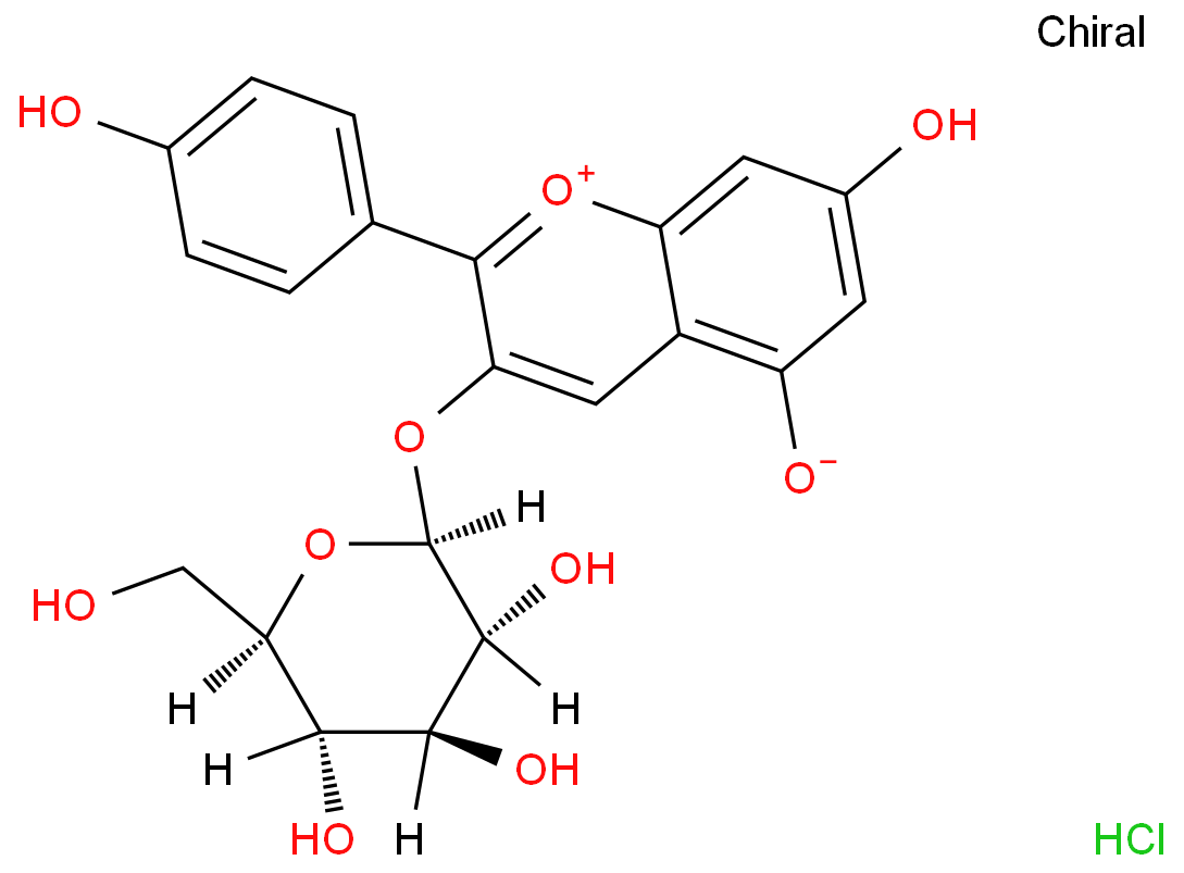 1-Benzopyrylium, 3-(b-D-glucopyranosyloxy)-5,7-dihydroxy-2-(4-hydroxyphenyl)-,chloride (1:1)  