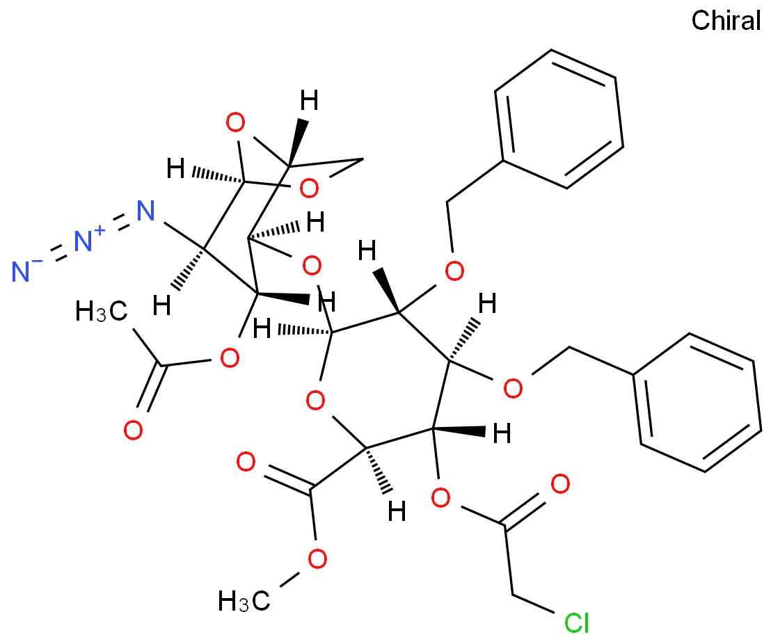 O-(Methyl 2,3-di-o-benzyl-4-chloroacetyl-beta-D-glucopyranosyluronate)-(1-4)-3-0-acetyl-1,6-anhydro-2-azide-2-deoxy-beta-D-glucopyranose  