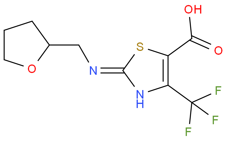 2-[(tetrahydrofuran-2-ylmethyl)amino]-4-(trifluoromethyl)-1,3-thiazole-5-carboxylic acid structural formula image