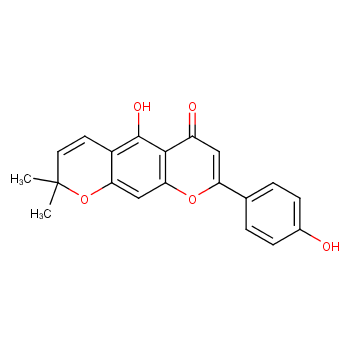 5-羟基-8-(4-羟基苯基)-2,2-二甲基-2H,6H-苯并[1,2-B:5,4-B']二吡喃-6-酮价格, Carpachromene对照品, CAS号:57498-96-1