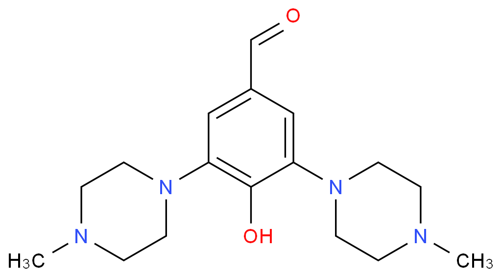 4-Hydroxy-3,5-bis(4-methylpiperazin-1-yl)benzaldehyde structure