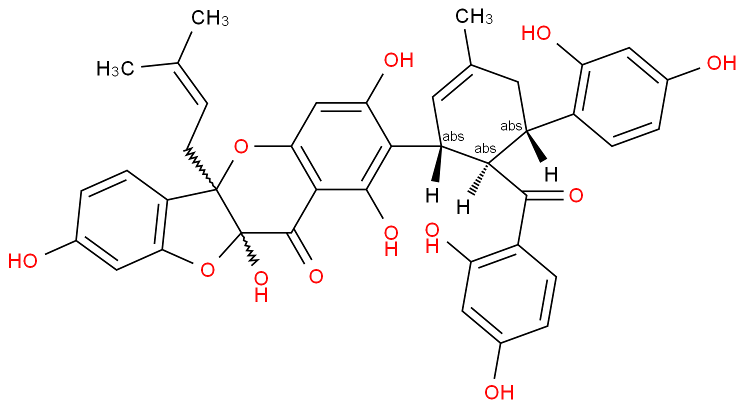 2-[(1R,5S,6R)-6-(2,4-dihydroxybenzoyl)-5-(2,4-dihydroxyphenyl)-3-methylcyclohex-2-en-1-yl]-1,3,8,10a-tetrahydroxy-5a-(3-methylbut-2-enyl)-[1]benzofuro[3,2-b]chromen-11-one
