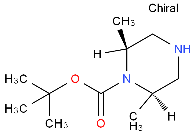 1-BOC-(2S,6R)-2,6-二甲基哌嗪化学结构式