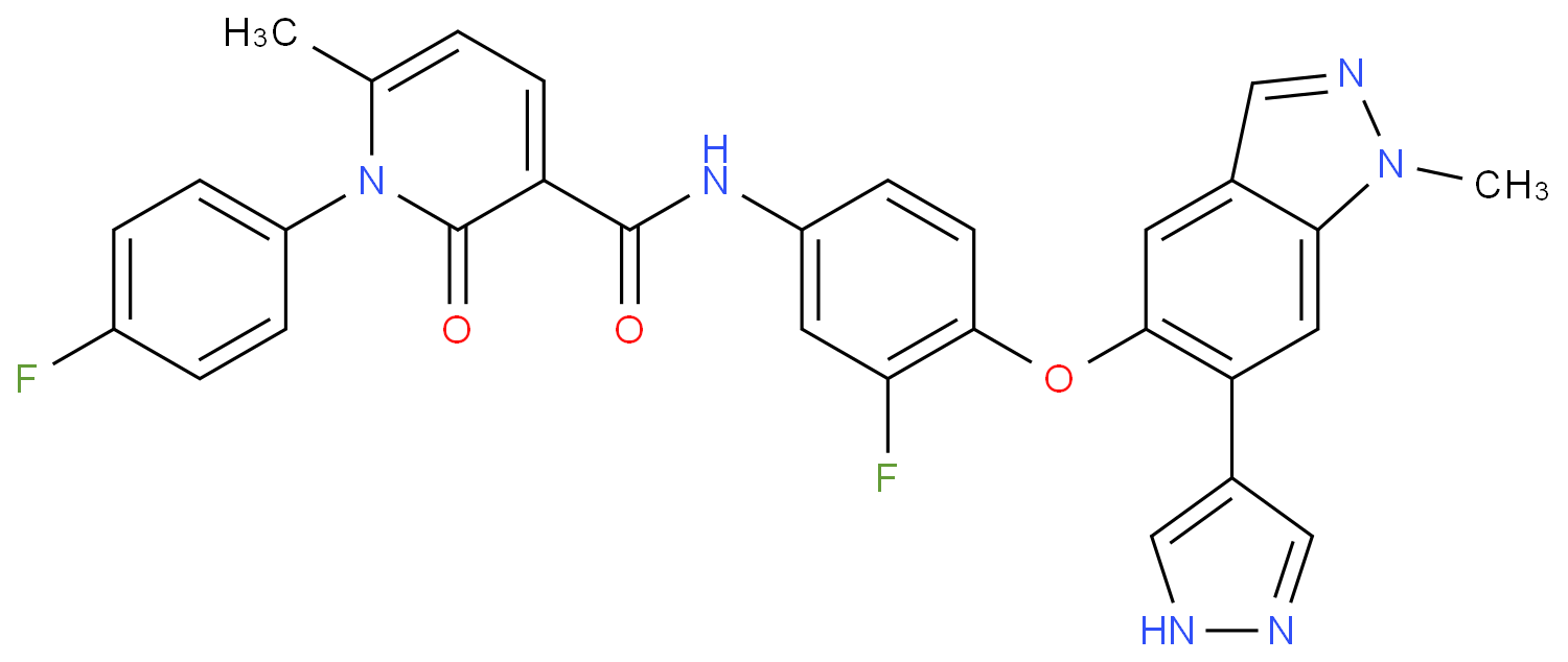 N-[3-fluoro-4-[1-methyl-6-(1H-pyrazol-4-yl)indazol-5-yl]oxyphenyl]-1-(4-fluorophenyl)-6-methyl-2-oxopyridine-3-carboxamide