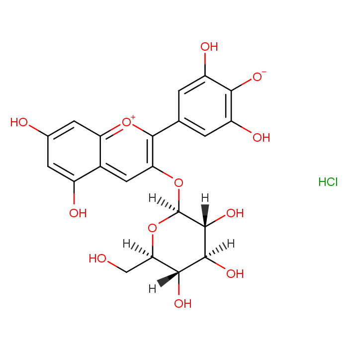 1-Benzopyrylium, 3-(β-D-glucopyranosyloxy)-5,7-dihydroxy-2-(3,4,5-trihydroxyphenyl)-,chloride (1:1)  