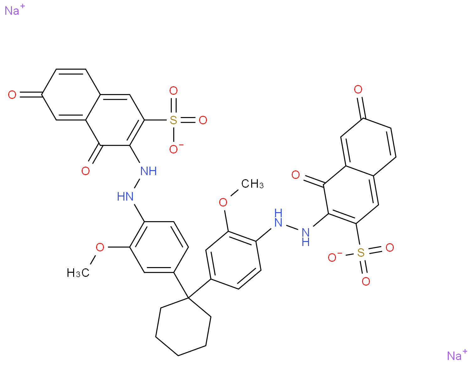 disodium;3-[2-[4-[1-[4-[2-(1,7-dioxo-3-sulfonatonaphthalen-2-yl)hydrazinyl]-3-methoxyphenyl]cyclohexyl]-2-methoxyphenyl]hydrazinyl]-4,6-dioxonaphthalene-2-sulfonate