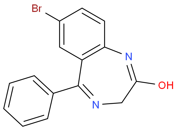 7-bromo-5-phenyl-1,2-dihydro-2H-1,4-benzodiazepin-2-one structure