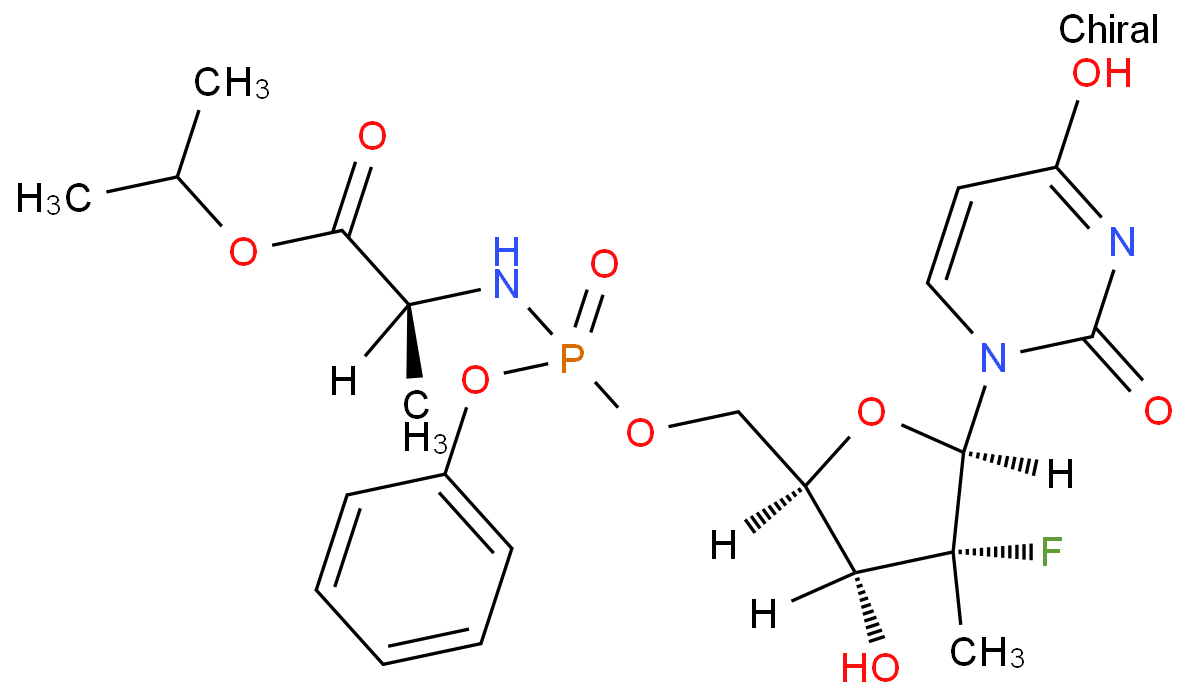 L-Alanine, N-[[P(S),2'R]-2'-deoxy-2'-fluoro-2'-methyl-P-phenyl-5'-uridylyl]-, 1-methylethyl ester