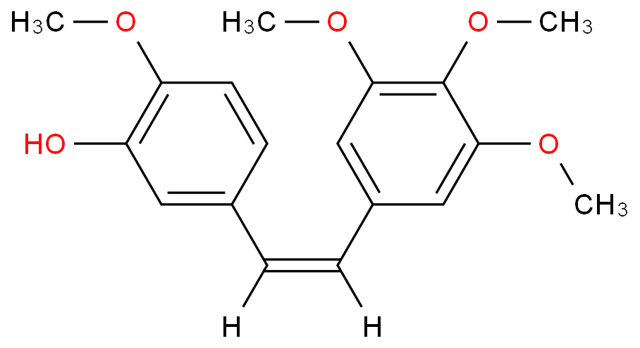 (Z)-3,4,5,4',-四甲氧基-3'-羟基二苯乙烯化学结构式
