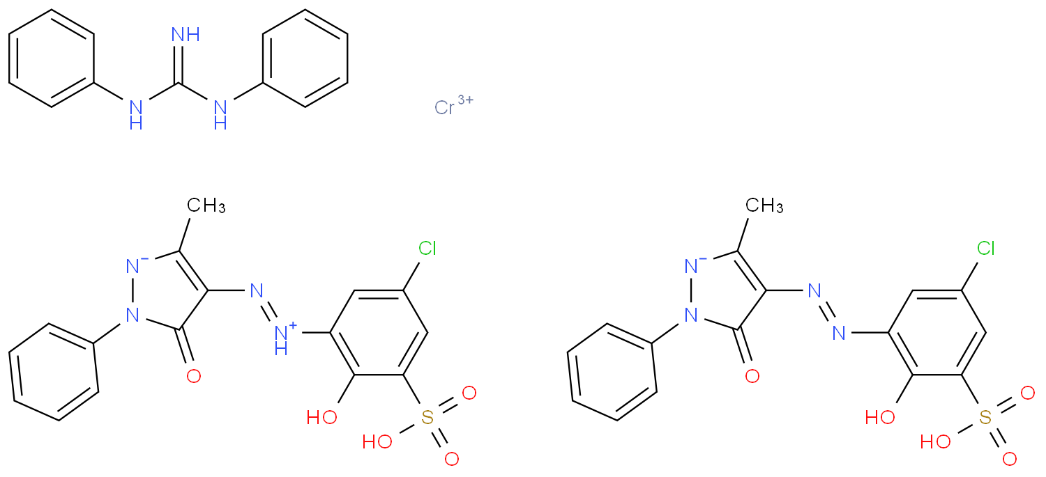 Trihydrogen bis(5-chloro-3-((4,5-dihydro-3-methyl-5-oxo-1-phenyl-1H-pyrazol-4-yl)azo)-2-hydroxybenzenesulphonato(3-))chromate(3-), compound with N,N-diphenylguanidine (1:3)
