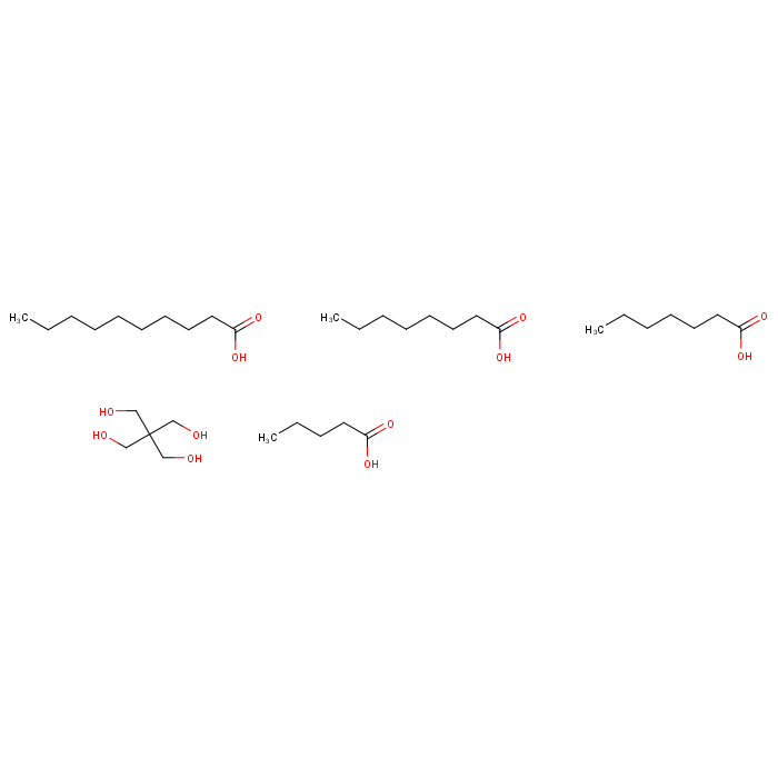 Decanoic acid, mixed esters with heptanoic acid, octanoic acid, pentaerythritol and valeric acid