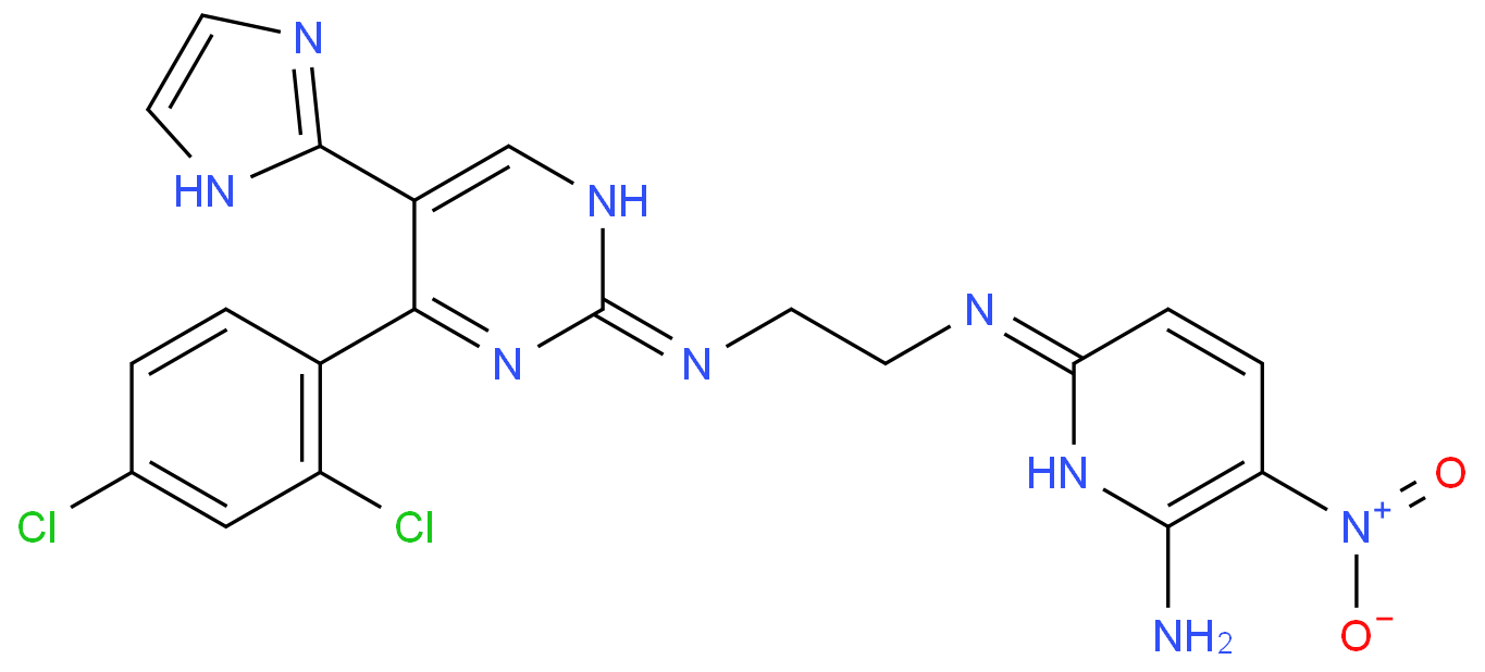 N2-(2-((4-(2,4-二氯苯基)-5-(1H-咪唑-2-基)嘧啶-2-基)氨基)乙基)-5-硝基吡啶-2,6-二胺 CAS号:556813-39-9科研及生产专用 高校及研究所支持货到付款