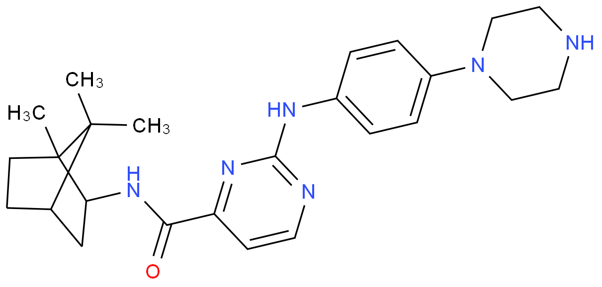 2-(4-piperazin-1-ylanilino)-N-(4,7,7-trimethyl-3-bicyclo[2.2.1]heptanyl)pyrimidine-4-carboxamide